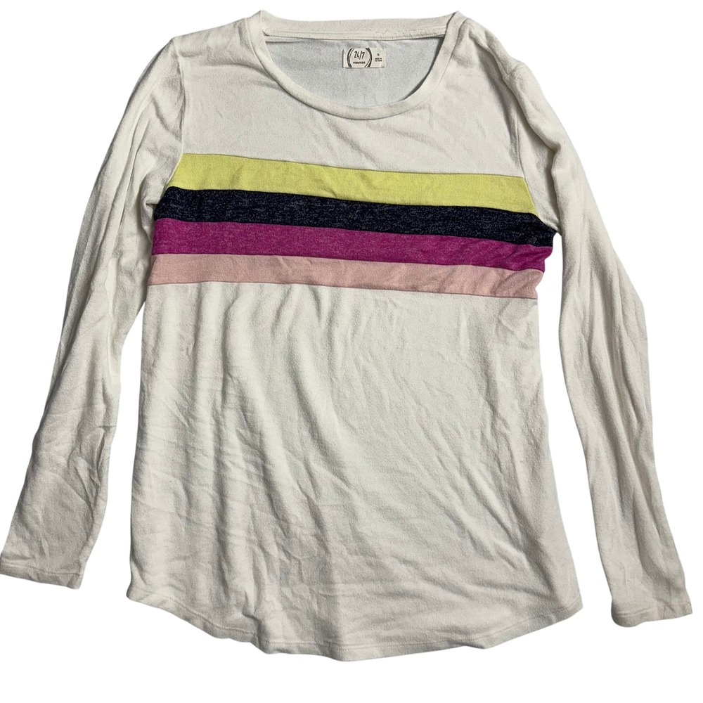 Maurices 24/7 Comfort Apparel Top‎ Womens Size S Long Sleeve Color block striped